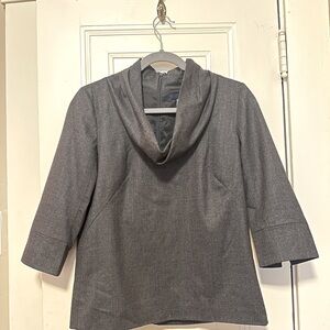 Vintage J. Crew 3/4 sleeve grey suiting wool top, size 4